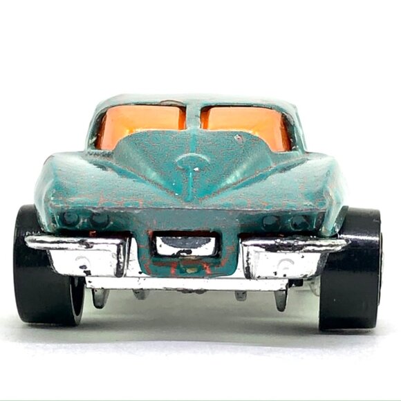 🦋 Hot Wheels Corvette Stingray split window 1979 teal blue orange crackle AS IS - Picture 9 of 16